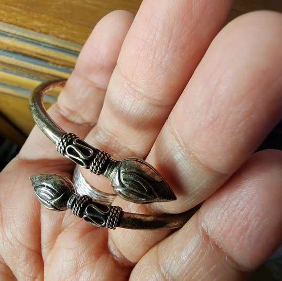 Bohemian style sterling cuff bracelet - Picture 2 of 9